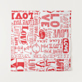 手書きラブドードルシームレスな背景 タペストリー (正面(横))