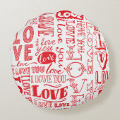 手書きラブドードルシームレスな背景 ラウンドクッション (裏面)