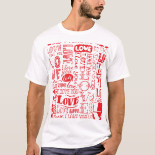 手書きラブドードルシームレスな背景 Tシャツ