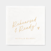 手書きラブノートスタイル結婚ハートの金ゴールド 箔ナプキン (正面)