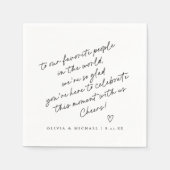 手書きラブノートスタイル結婚ハート スタンダードカクテルナプキン (正面)