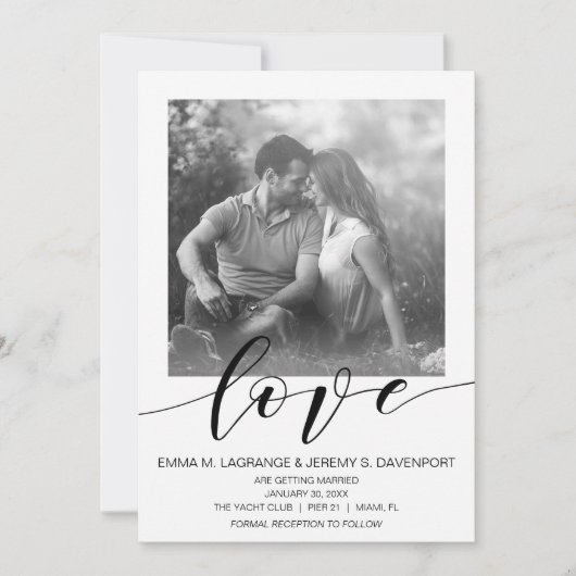 手書きラブフォトカード | 結婚式招待状 招待状 (正面)