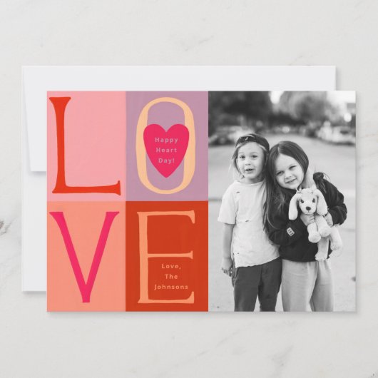 手書きラブレター家族バレンタイン 招待状 (正面)