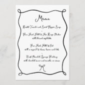 手書きリボンとボウブラック&ホワイト結婚ズ メニュー (正面)