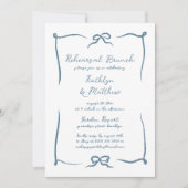 手書きリボンダスティブルーリハーサルブランチ 招待状 (正面)