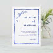 手書きリボン フランスブルー 結婚式 招待状 (スタンド正面)