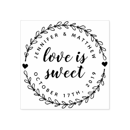 手書きリースとエレガントスクリプ結婚トの日付 ラバースタンプ (インプリント)