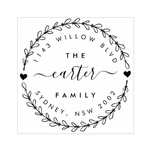 手書きリースファミリ名差出人住所 ラバースタンプ (インプリント)