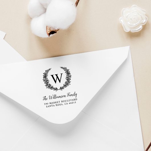 手書きリースファミリ名差出人住所 ラバースタンプ