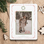 手書きリースレッドボウ写真クリスマスカード シーズンカード