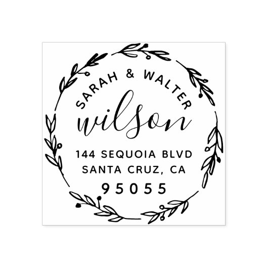 手書きリース結婚のカップル差出人住所 ラバースタンプ (インプリント)