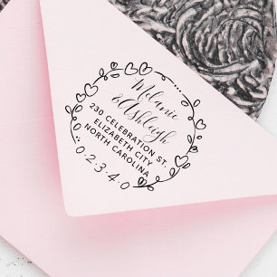 手書きリース結婚の名前差出人住所 ラバースタンプ