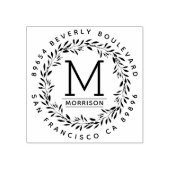 手書きリース |カスタムイニシャル差出人住所 ラバースタンプ (インプリント)