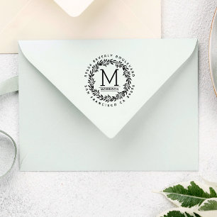 手書きリース  カスタムイニシャル差出人住所 ラバースタンプ