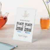 手書きリーフQRコードスキャンによるロゴの支払い 台座サイン (インサイチュ)