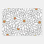 手書きレイヤー《植物》百日草抽象芸術パターン ラッピングペーパーシート (正面3)