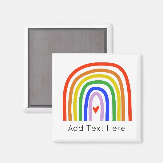 手書きレインボーカラーハート追加カスタム文字 マグネット (正面/裏面)