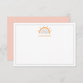 手書きレインボーパーソナライズされたノートカード サンキューカード (正面/裏面)