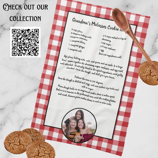 手書きレシピキープサケレッドバッファロー写真の追加 キッチンタオル