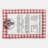 手書きレシピキープサケレッドバッファロー写真の追加 キッチンタオル (横)