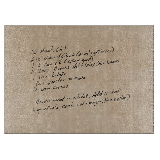 手書きレシピ家族記念カスタム写真 カッティングボード (正面)