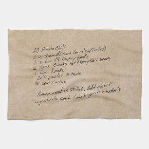 手書きレシピ家族記念カスタム写真 キッチンタオル