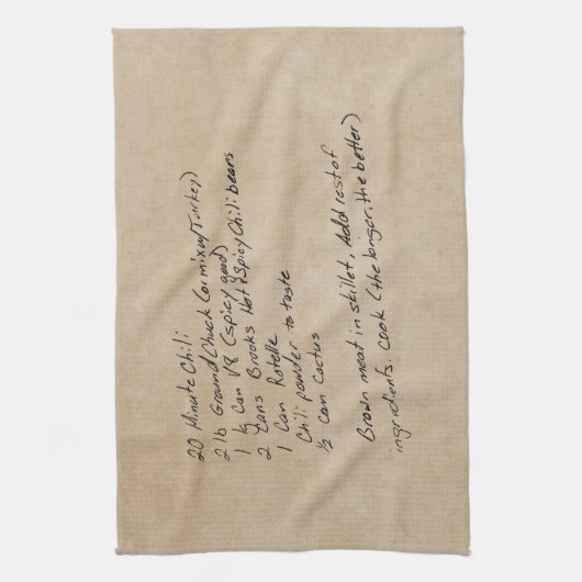 手書きレシピ家族記念カスタム写真 キッチンタオル (縦)