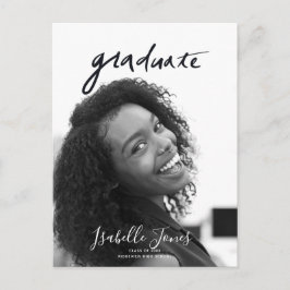 手書きレタリングミニマル写真卒業 案内ポストカード