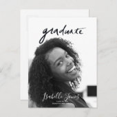 手書きレタリングミニマル写真卒業 案内ポストカード (正面/裏面)