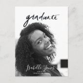 手書きレタリングミニマル写真卒業 案内ポストカード (正面)