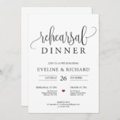 手書きレタリング赤いハート素朴リハーサル 招待状 (正面/裏面)