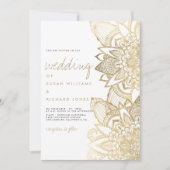 手書きレタリング金ゴールド結婚マンダラ 招待状 (正面)