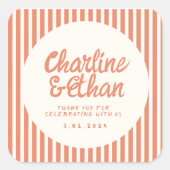 手書きレトロウェディング長方形ステッカー スクエアシール (正面)