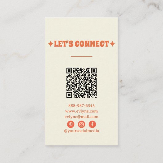 手書きレトロカラフルQRコードフローラユニーク 名刺 (裏面)