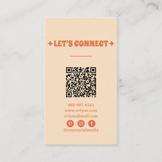 手書きレトロカラフルQRコードボホはっきりしたフローラ 名刺 (裏面)