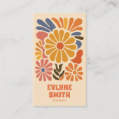 手書きレトロカラフルQRコードボホはっきりしたフローラ 名刺 (正面)