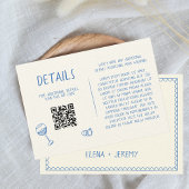 手書きレトロスケッチ結婚グリーン詳細QR エンクロージャーカード