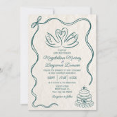 手書きレトロスワン写真結婚すべて 招待状 (正面)