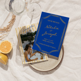 手書きレトロピンストライプ結婚イタリア セーブザデート