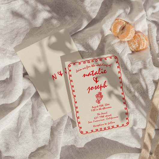 手書きレトロファンキーユニーク予測できなの結婚値 招待状