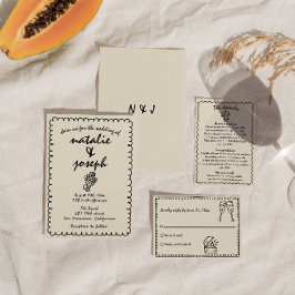 手書きレトロファンキーユニーク予測できなの結婚値 招待状