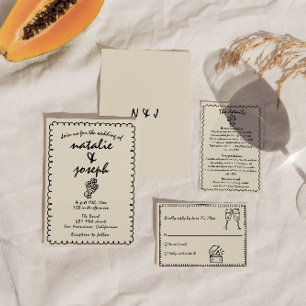 手書きレトロファンキーユニーク予測できなの結婚値 招待状