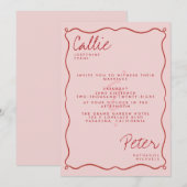 手書きレトロミニマリスト結婚モノクロ 招待状 (正面/裏面)