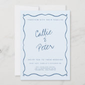 手書きレトロミニマル結婚リストモノクロ 招待状 (正面)