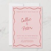 手書きレトロミニマル結婚リストモノクロ 招待状 (正面)