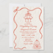 手書きレトロリボン写真結婚すべて 招待状 (正面)