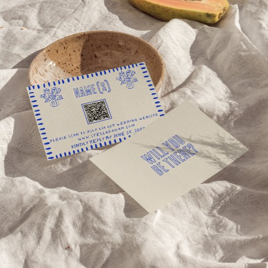 手書きレトロ予測できな落書きQRコー結婚ド 出欠カード