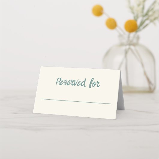 手書きレトロ緑結婚色の表 プレイスカード (正面)