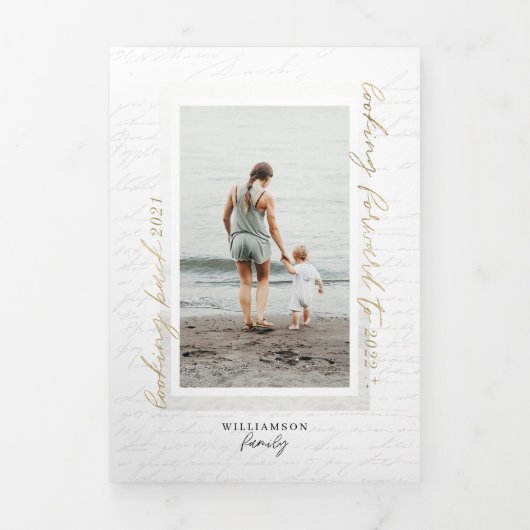 手書きレビュー年スクラップブックの写真 三つ折り招待状 (カバー)