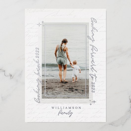 手書きレビュー年スクラップブックの写真 箔シーズンカード (正面)